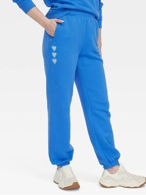 NWT Roller Rabbit x Target Blue Sweatpants With Embroidered Heart Detail